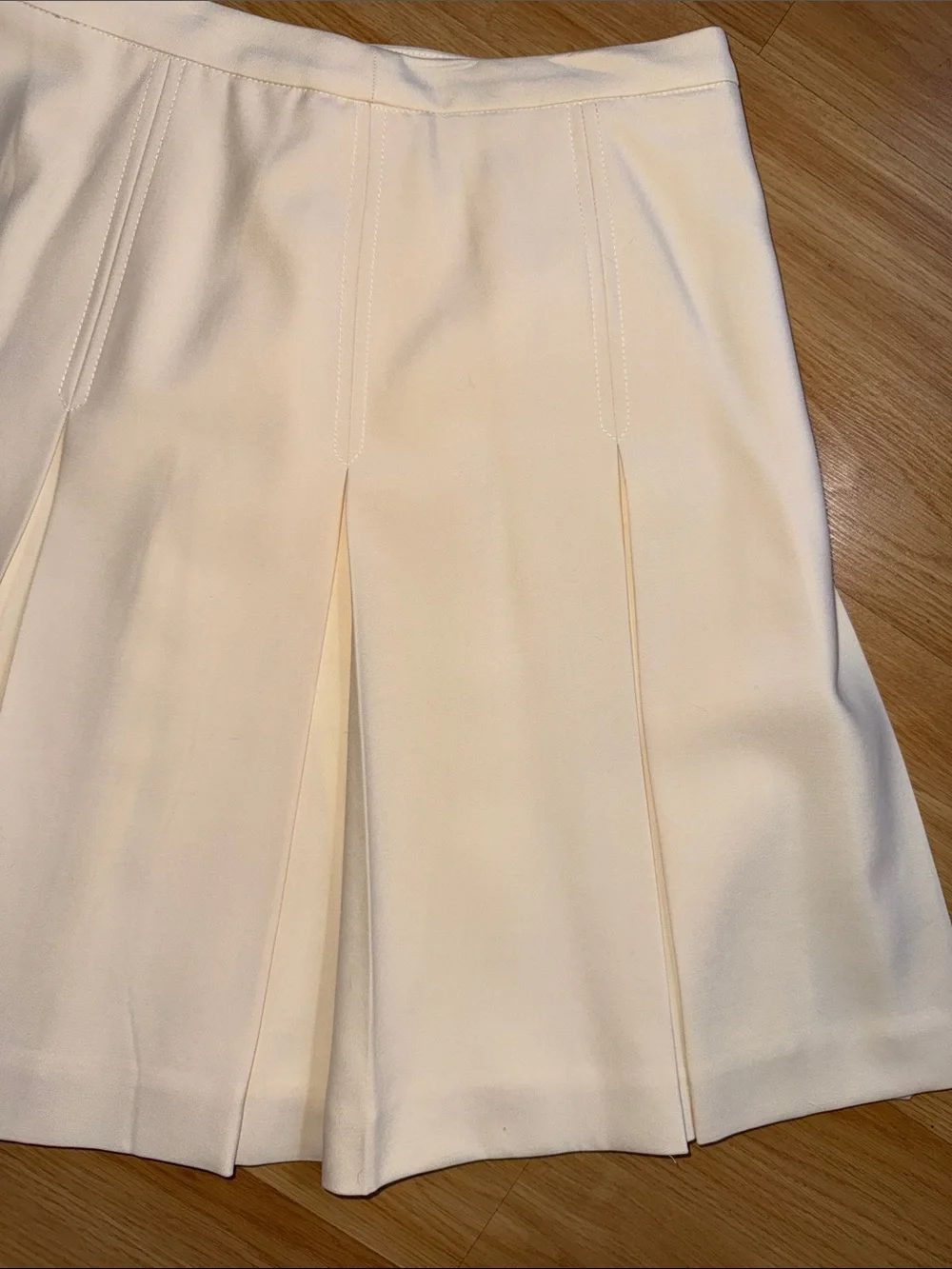 J. Crew Pleated Cream Ivory Skirt Wool Size P6 Petite 6 Preppy Classic